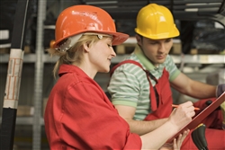 Man and girl in hard hats 1